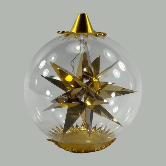 Resl Lenz Christmas Ornament Mid-Century 4 1/2" Glass Ball Gold Silver Foil Star - Picture 1 of 5